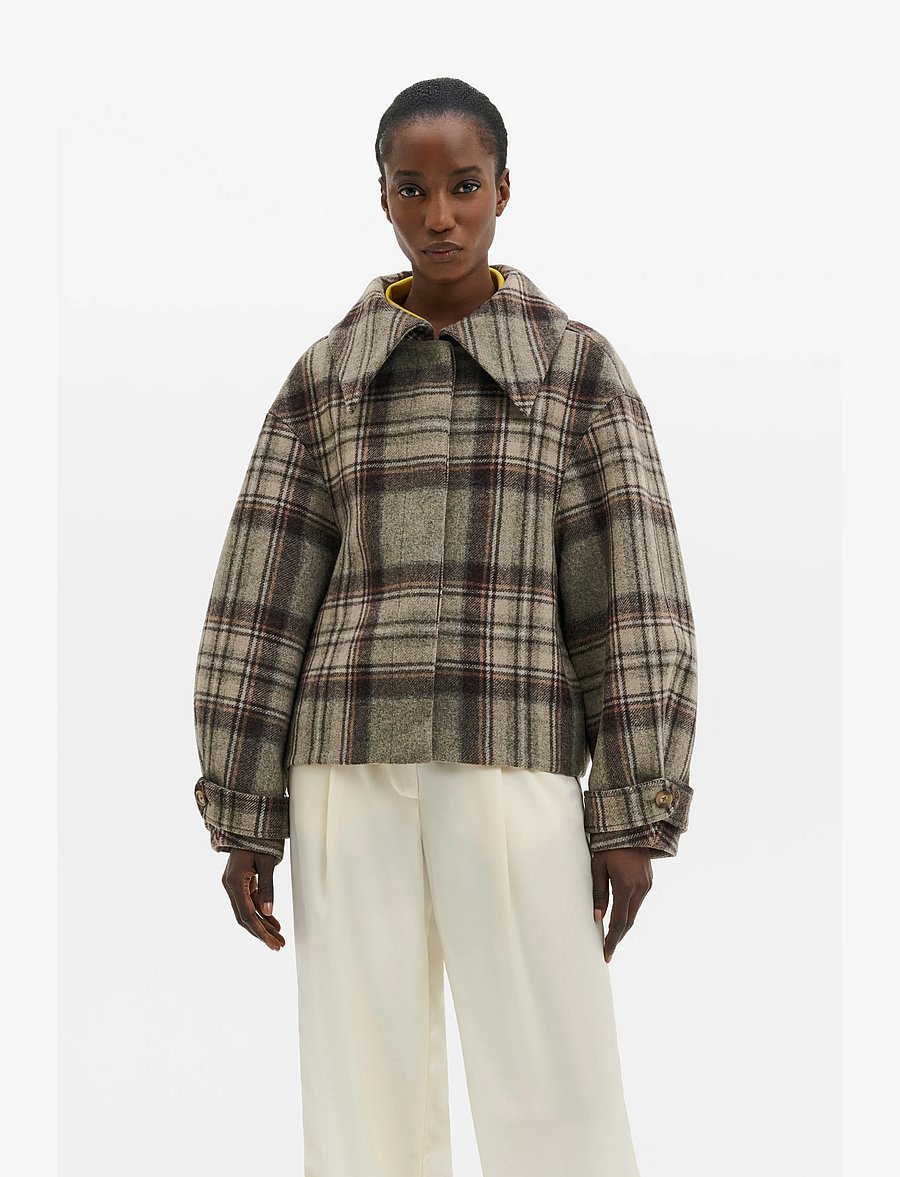 Malina - Callie Barrel Sleeve Jacket - ulljackor - steel checks - 0