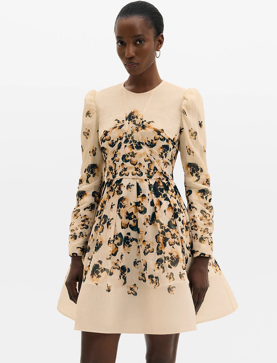 Malina - Leoni Silk Blend Mini Dress - korta klänningar - blooms - 0