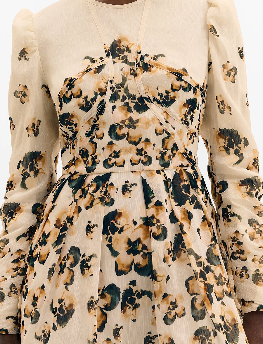 Malina - Leoni Silk Blend Mini Dress - korta klänningar - blooms - 4