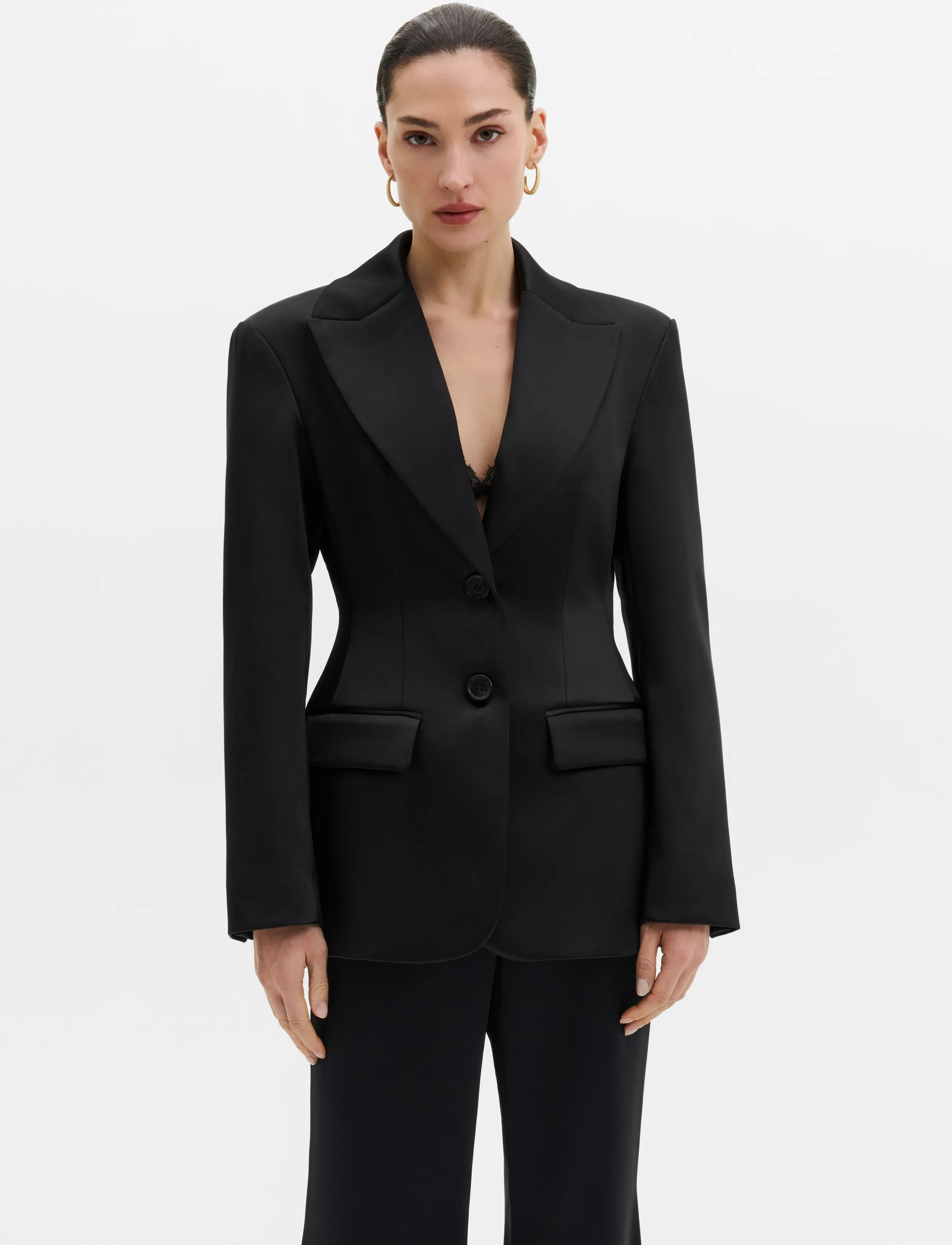 Malina Ella Tailored Peplum Blazer, 38, Schwarz - Single Breasted Frauen