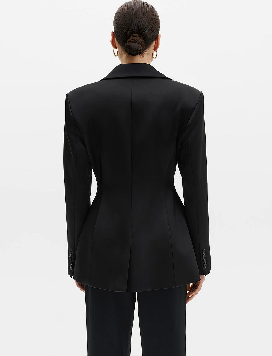 Malina - Ella Tailored Peplum Blazer - enkelknäppta kavajer - black - 2