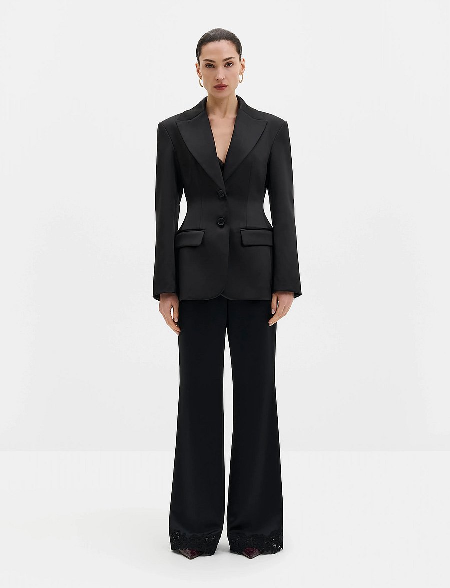 Malina - Ella Tailored Peplum Blazer - enkelknäppta kavajer - black - 3