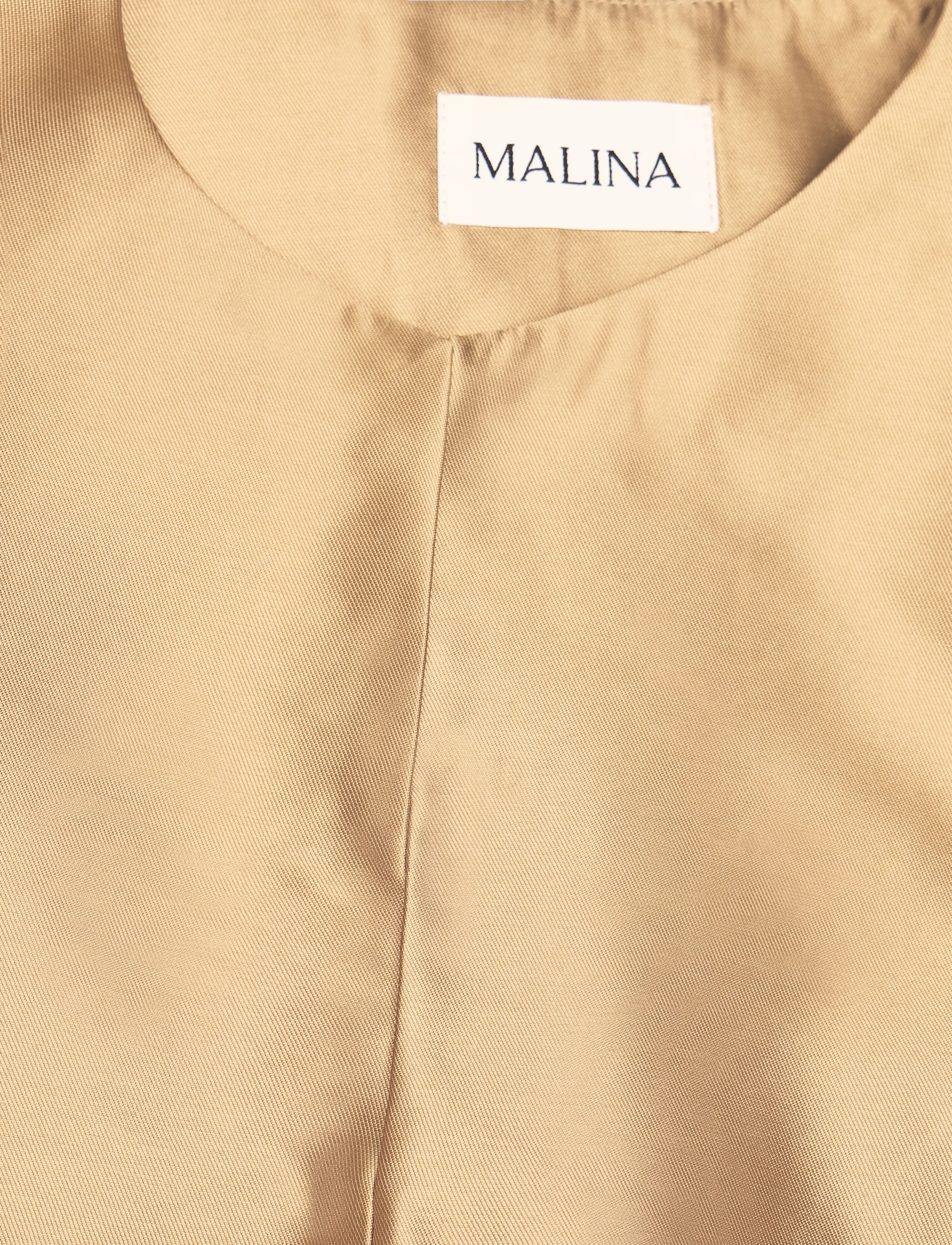 Malina - Cleo Puff-Sleeve Satin Blouse - kortärmade blusar - camel - 5