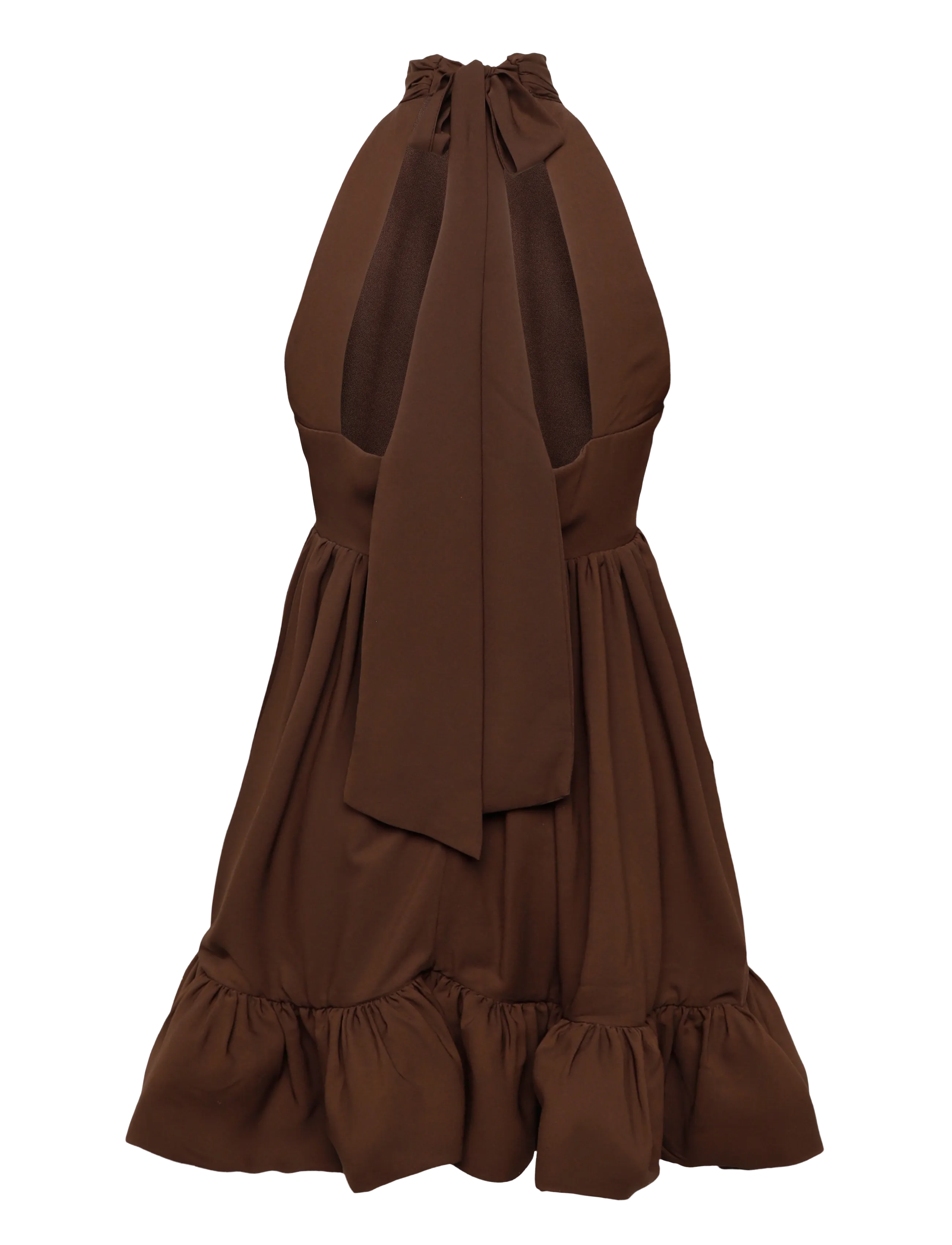 Malina - Fern Halterneck Ruffled Mini Dress - cocktailkjoler - dark brown - 1