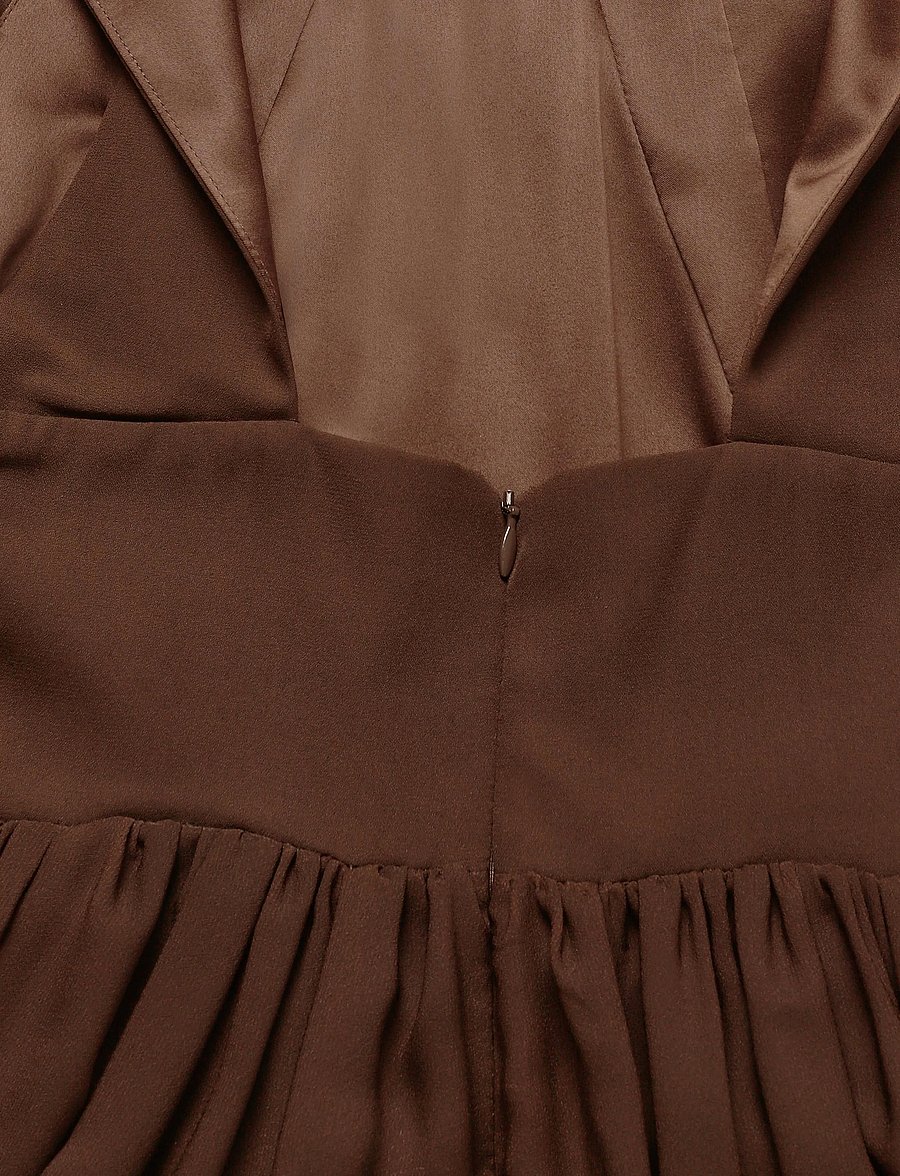 Malina - Fern Halterneck Ruffled Mini Dress - cocktailkjoler - dark brown - 3