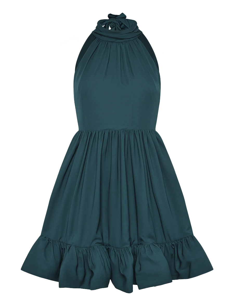 Malina - Fern Halterneck Ruffled Mini Dress - cocktailkleider - teal - 1
