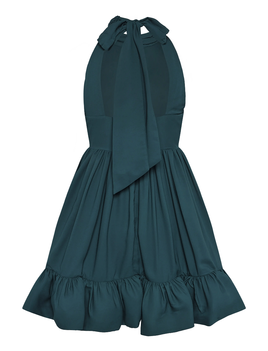 Malina - Fern Halterneck Ruffled Mini Dress - cocktailkleider - teal - 2