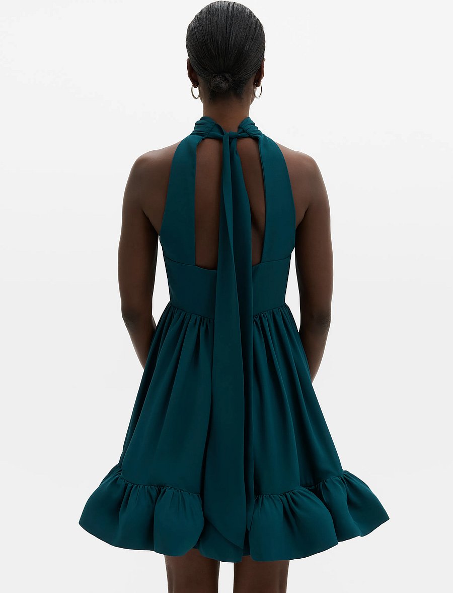 Malina - Fern Halterneck Ruffled Mini Dress - cocktailklänningar - teal - 2