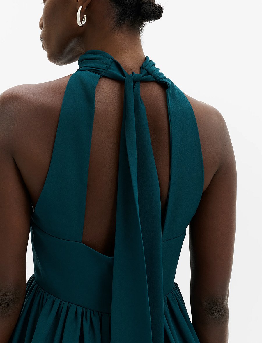 Malina - Fern Halterneck Ruffled Mini Dress - cocktailklänningar - teal - 3
