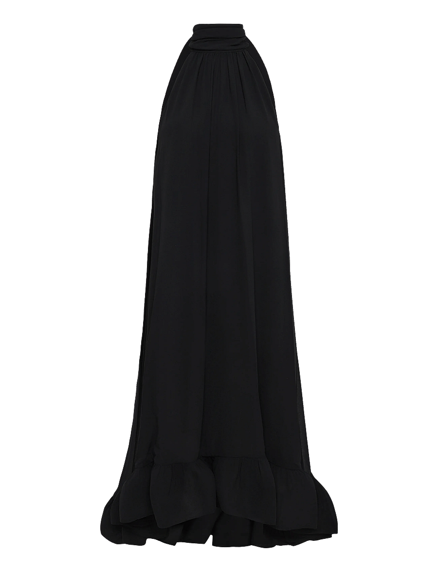 Malina - Sabrina Halterneck Ruffled Midi Dress - maxikjoler - black - 1