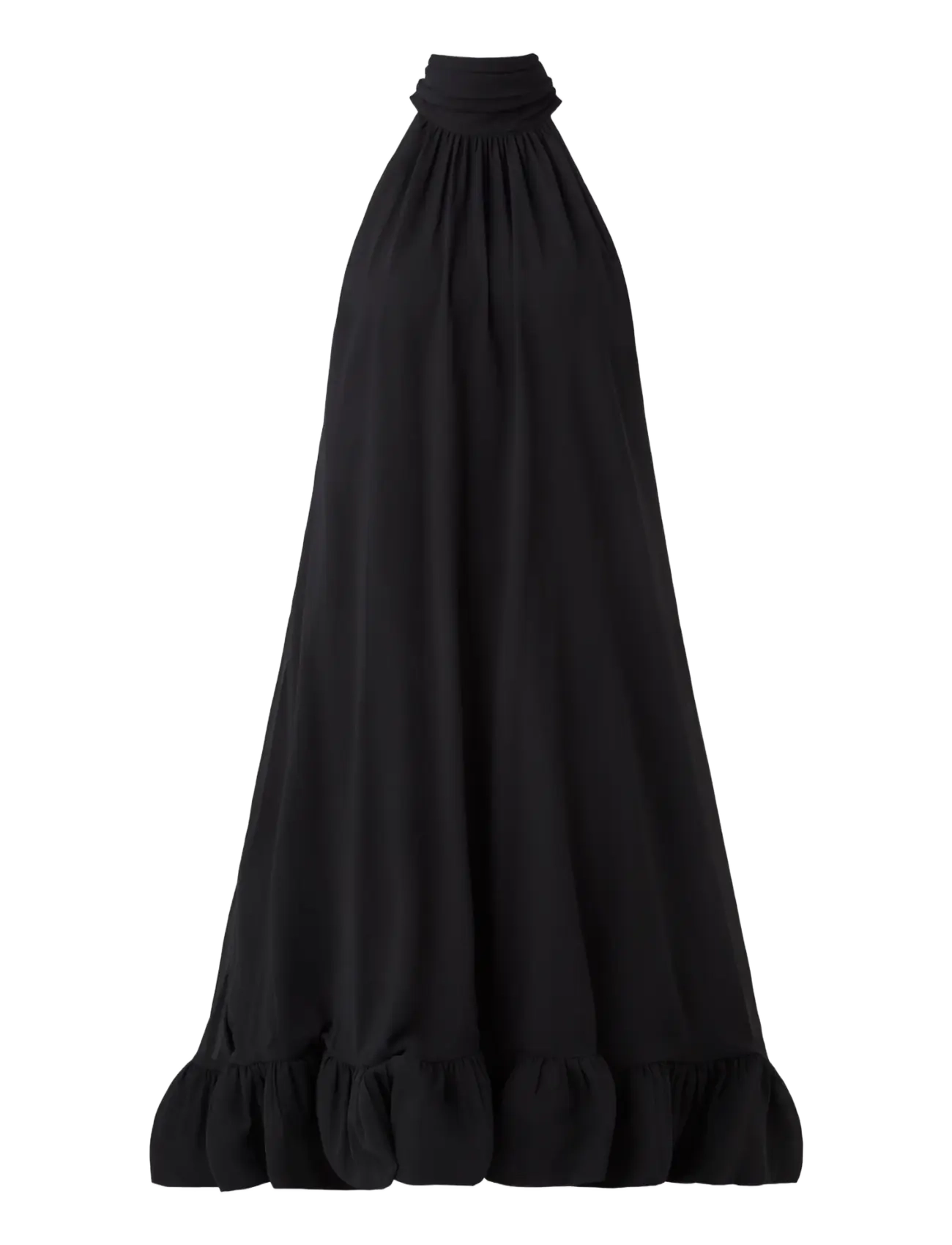 Malina - Sabrina Halterneck Ruffled Midi Dress - black - 1