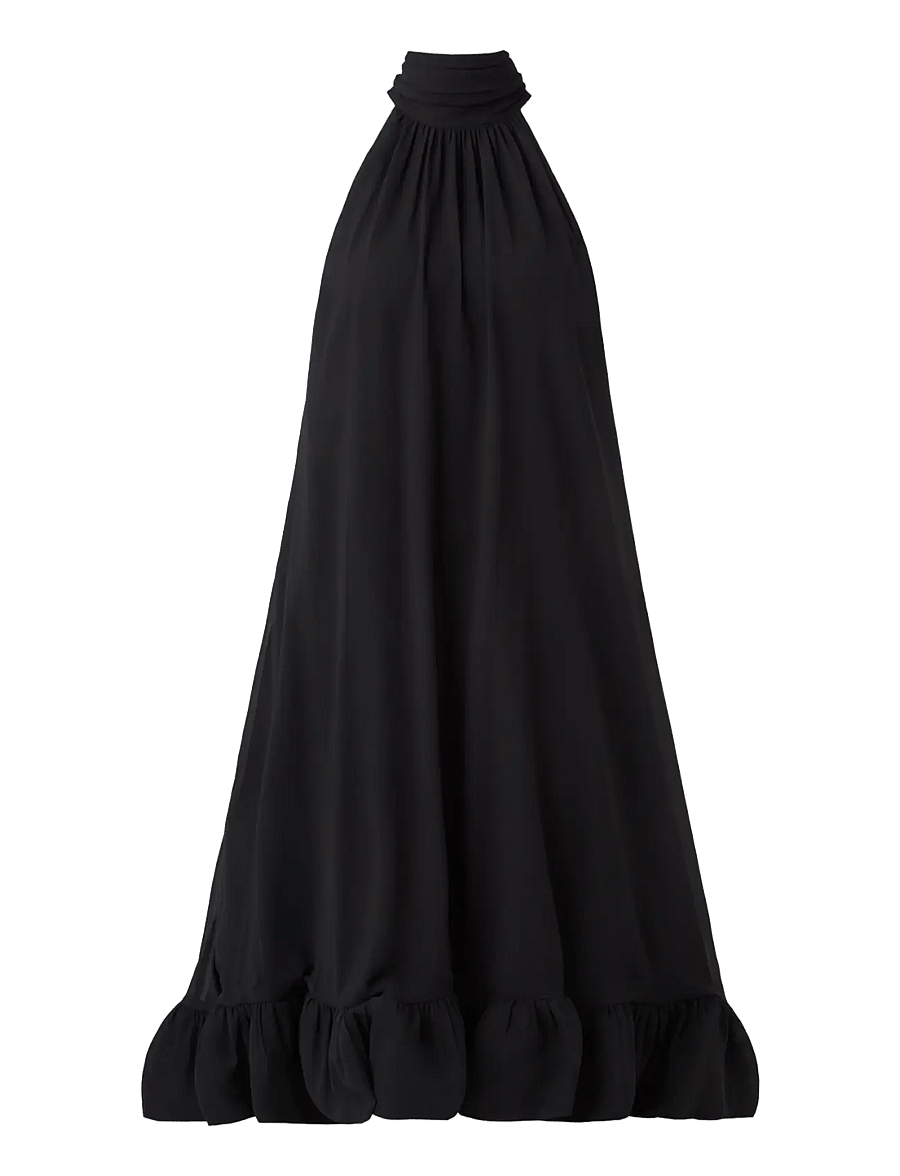 Malina - Sabrina Halterneck Ruffled Midi Dress - black - 1