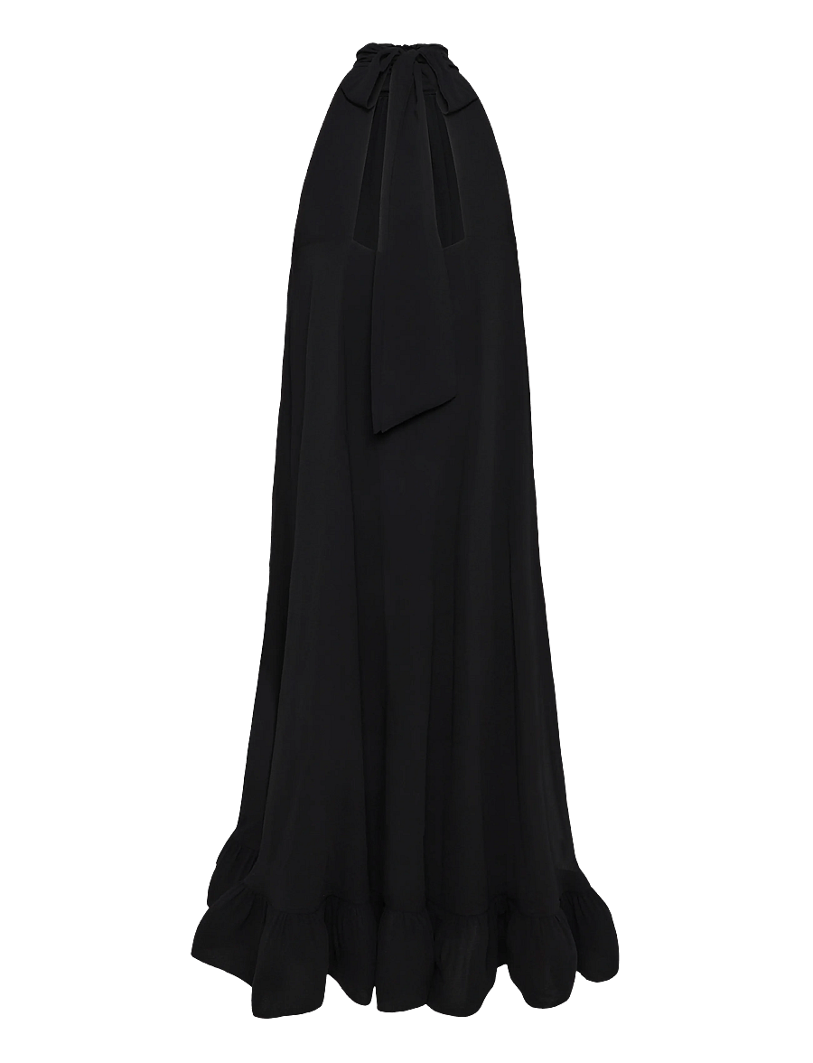 Malina - Sabrina Halterneck Ruffled Midi Dress - maxikjoler - black - 2