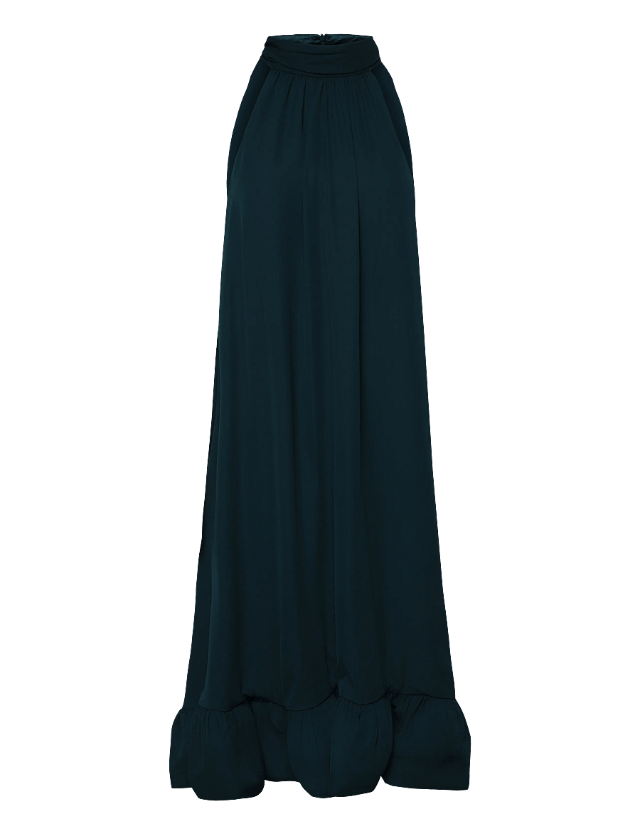 Malina - Sabrina Halterneck Ruffled Midi Dress - maxi dresses - teal - 1