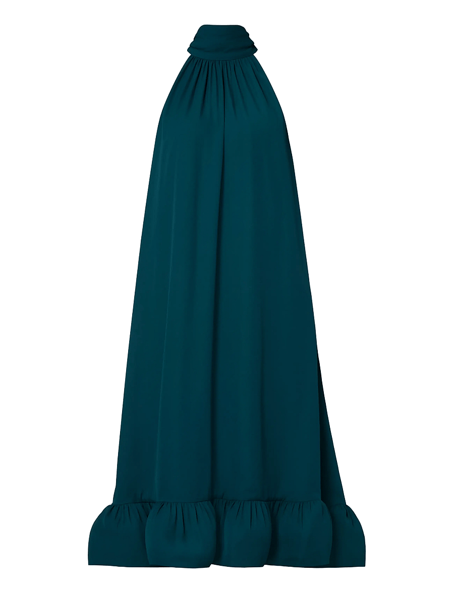 Malina - Sabrina Halterneck Ruffled Midi Dress - maxiklänningar - teal - 1