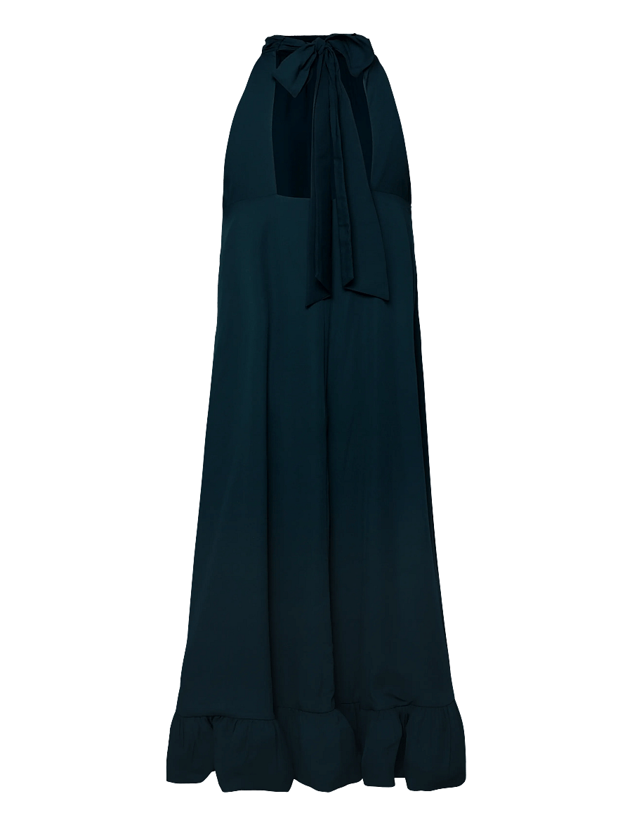 Malina - Sabrina Halterneck Ruffled Midi Dress - maxi dresses - teal - 2