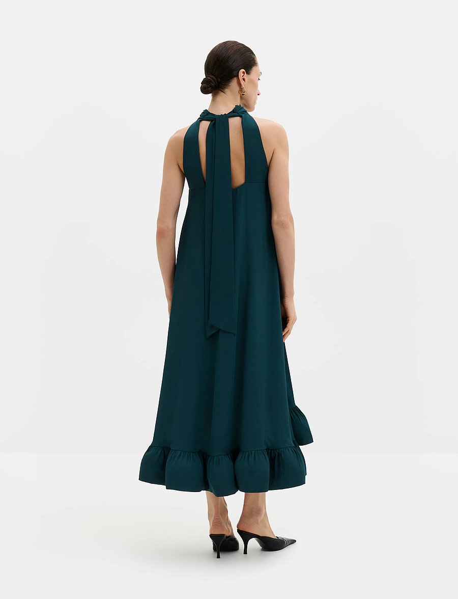 Malina - Sabrina Halterneck Ruffled Midi Dress - maxiklänningar - teal - 2
