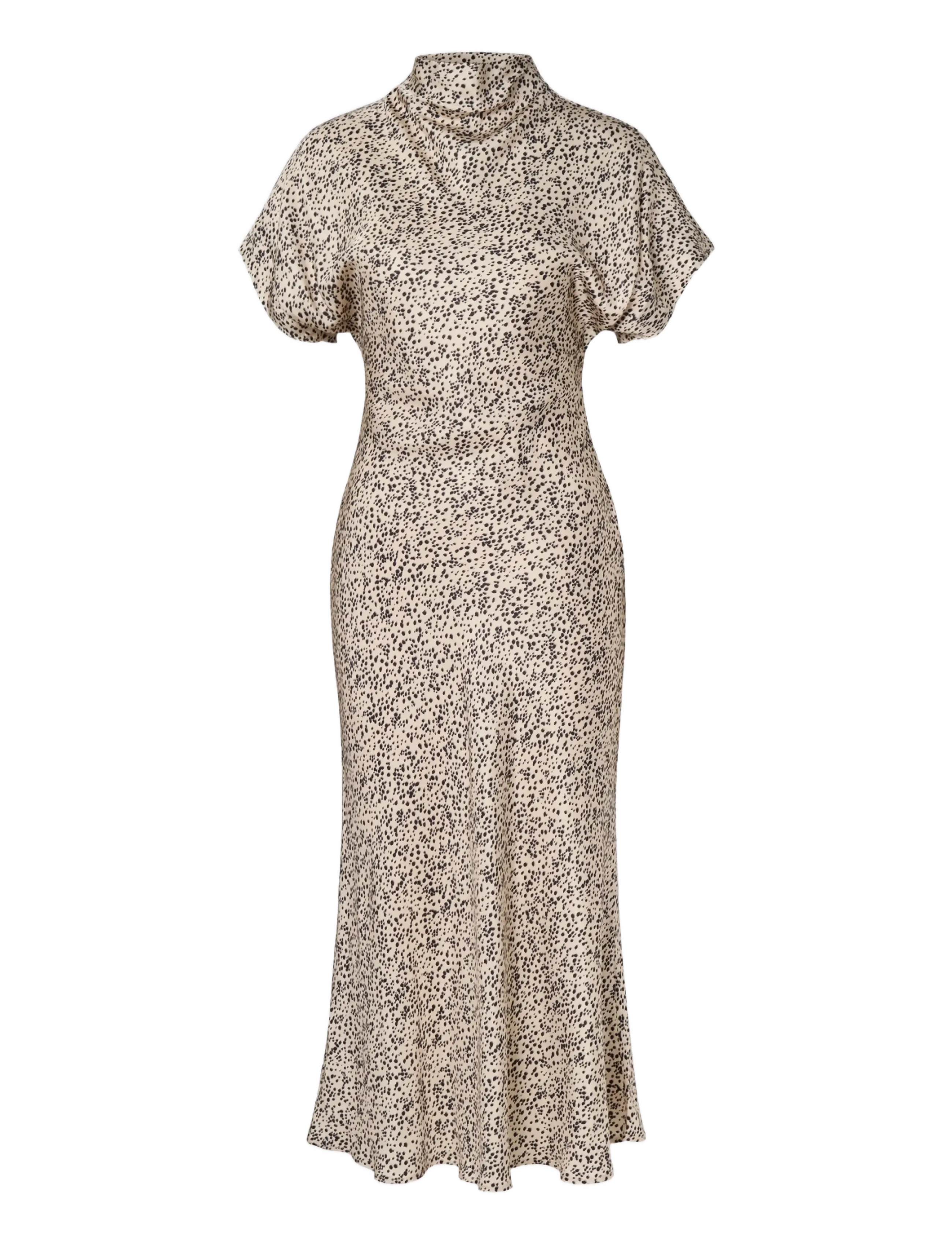 Malina - Alivia Short Sleeve Satin Midi Dress - cocktailklänningar - shaded dot - 1