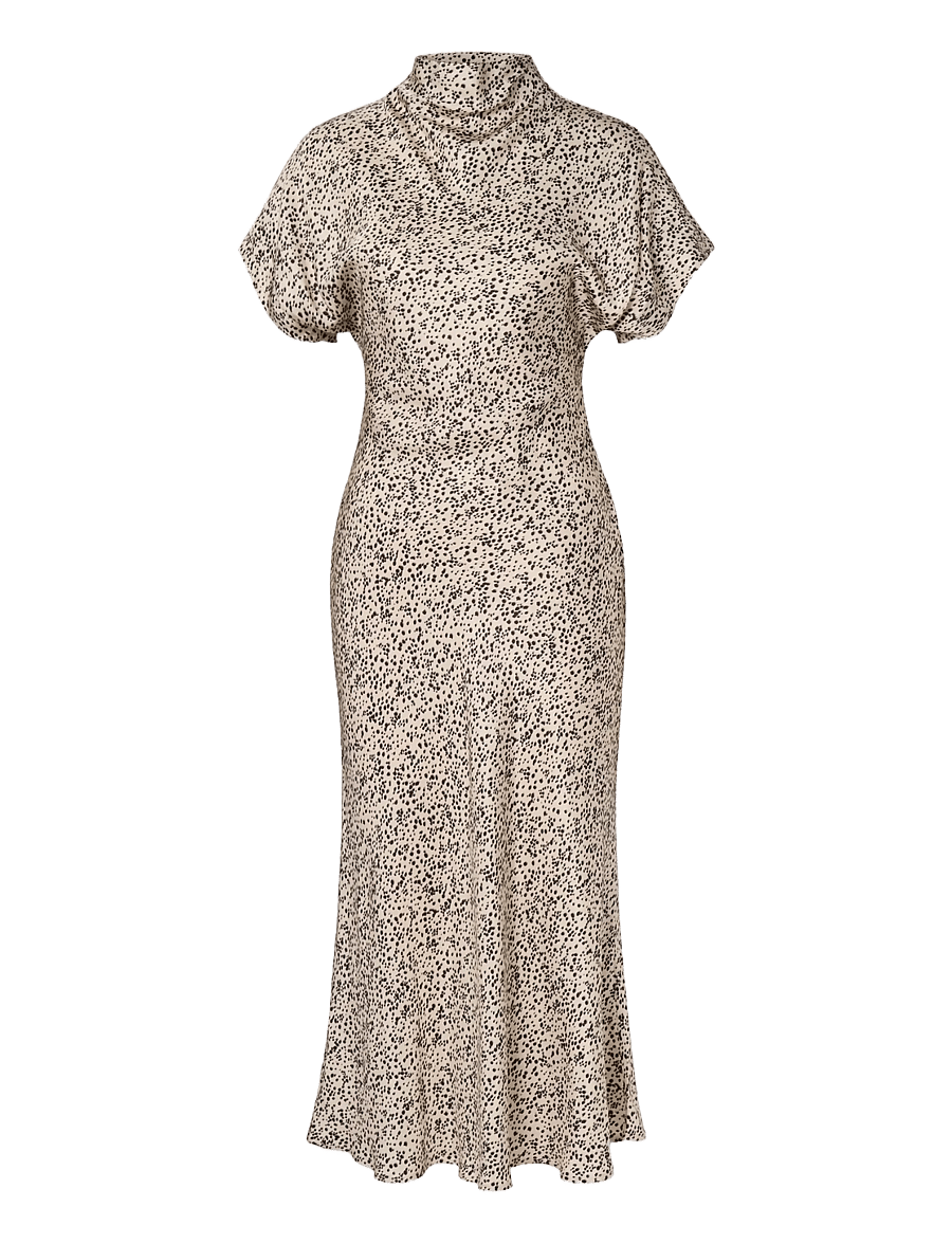 Malina - Alivia Short Sleeve Satin Midi Dress - cocktailklänningar - shaded dot - 1