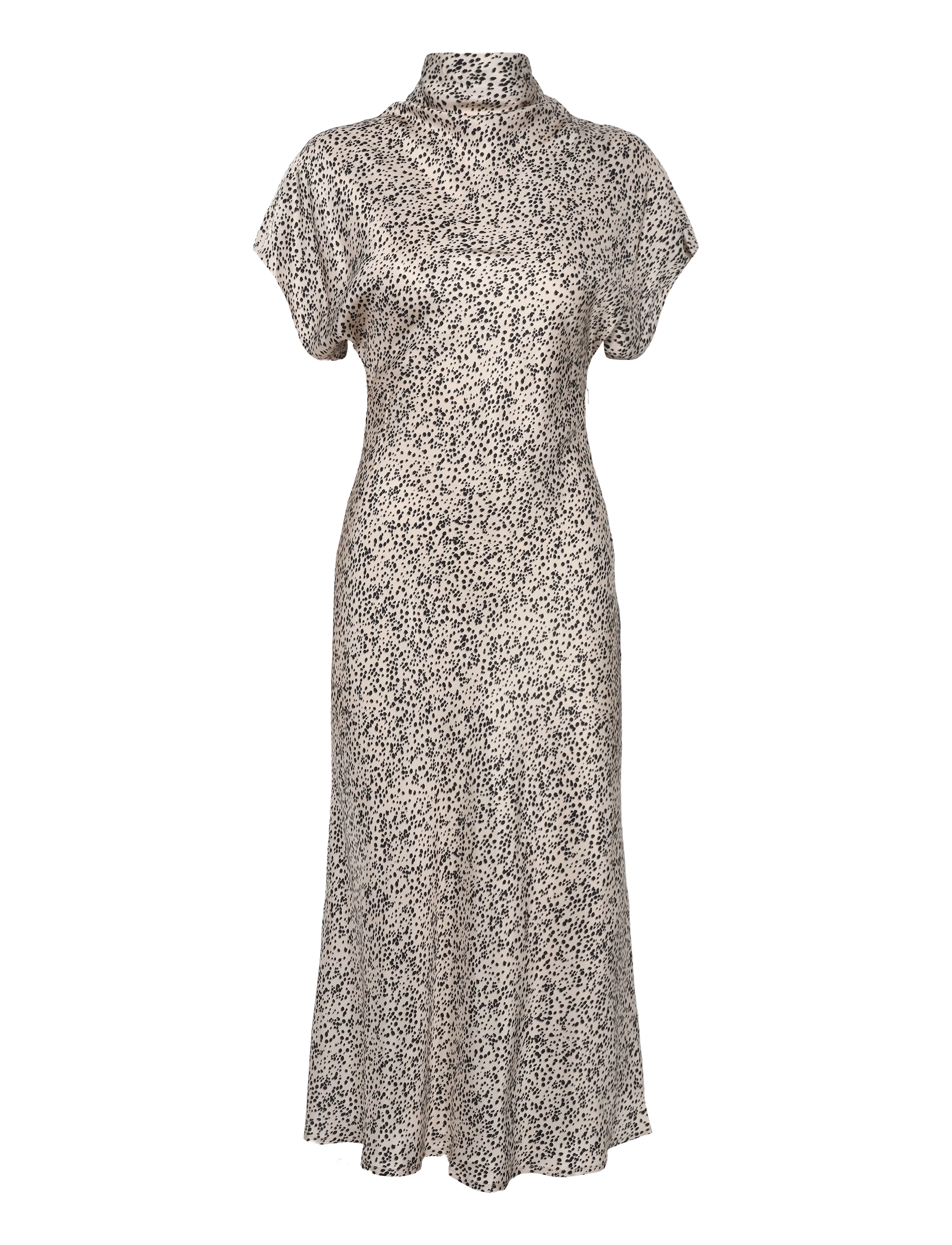 Malina - Alivia Short Sleeve Satin Midi Dress - kokteiļkleitas - shaded dot - 1
