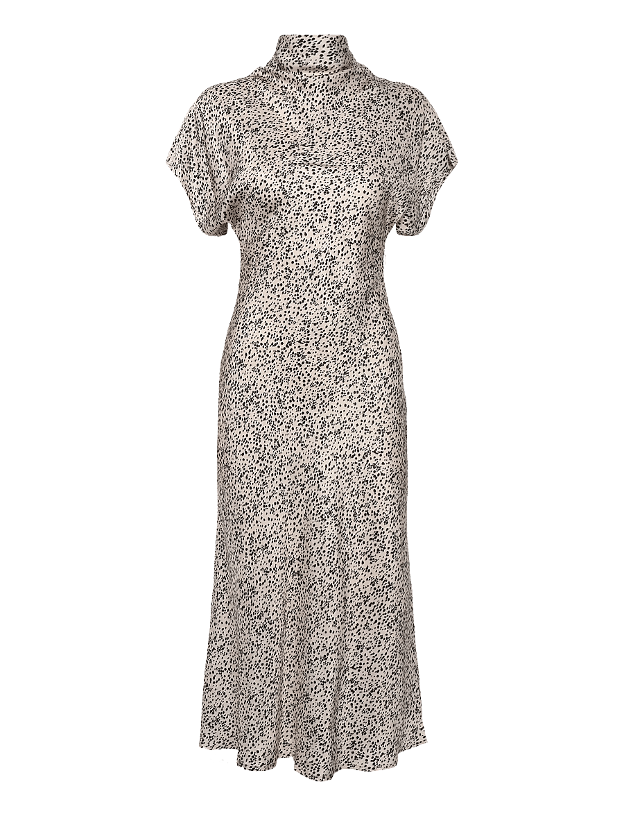 Malina - Alivia Short Sleeve Satin Midi Dress - kokteiļkleitas - shaded dot - 1