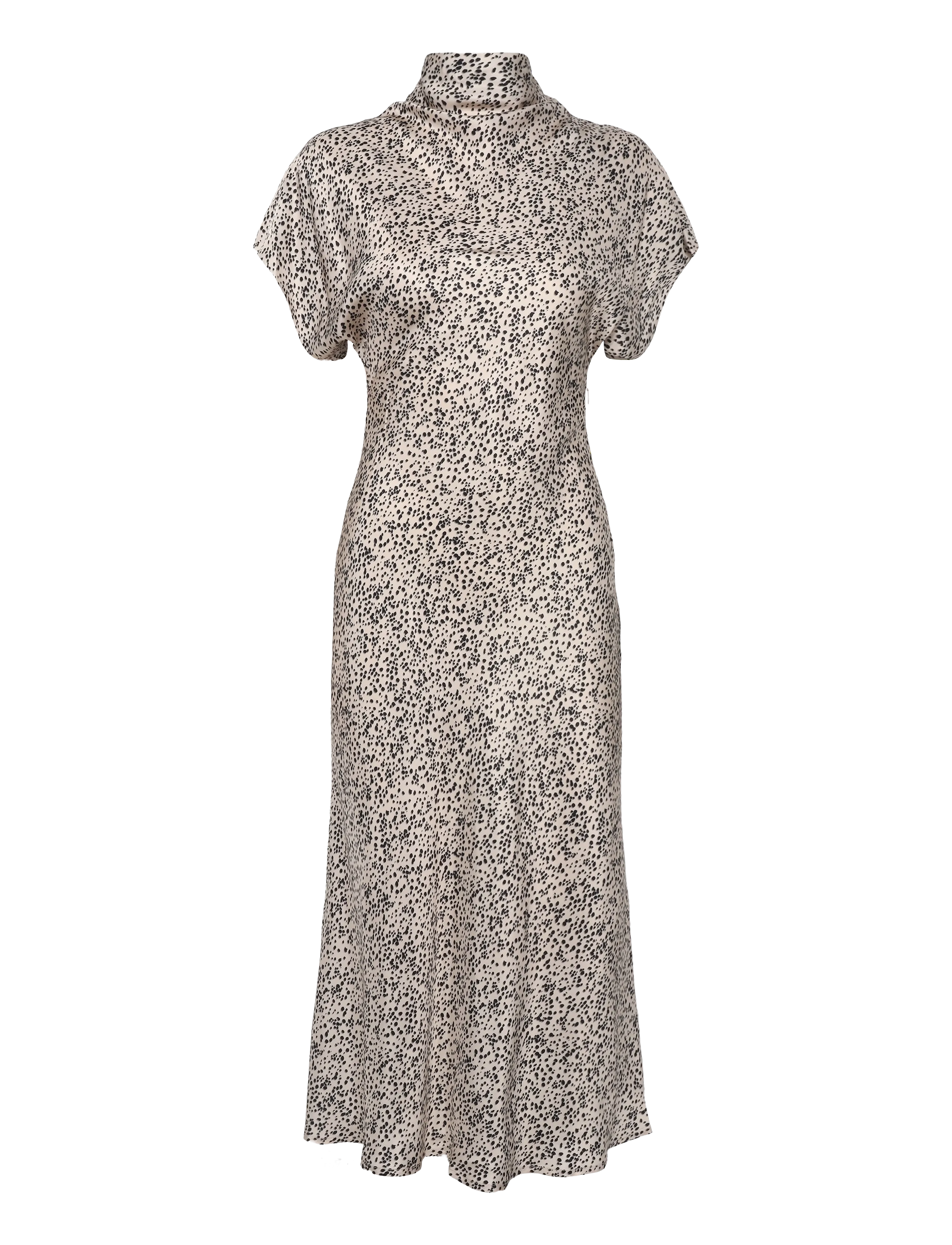 Malina - Alivia Short Sleeve Satin Midi Dress - kokteiļkleitas - shaded dot - 2
