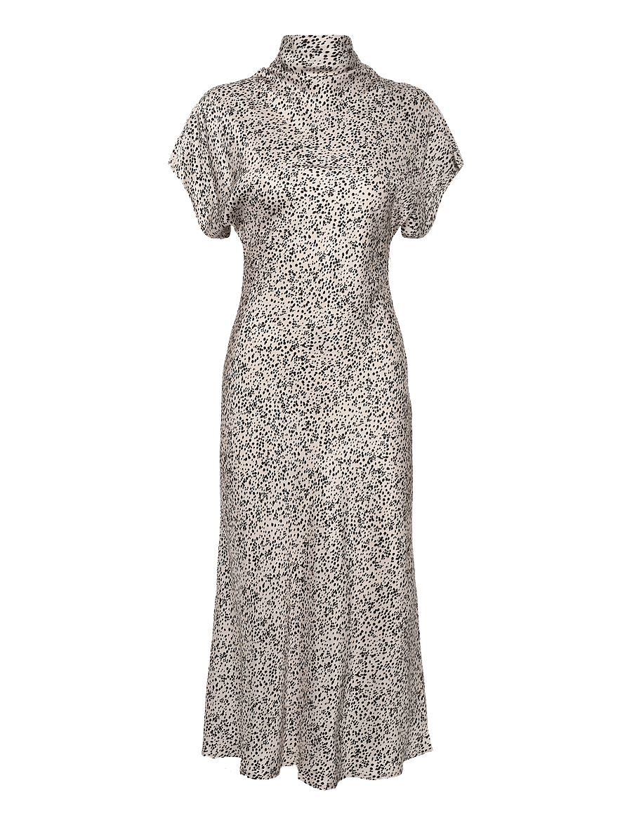 Malina - Alivia Short Sleeve Satin Midi Dress - kokteiļkleitas - shaded dot - 2