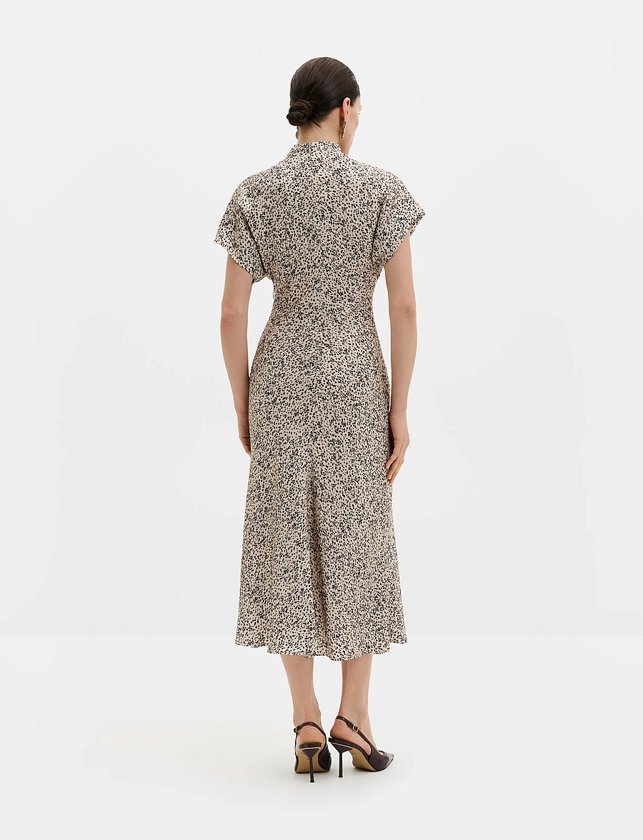 Malina - Alivia Short Sleeve Satin Midi Dress - cocktailklänningar - shaded dot - 2