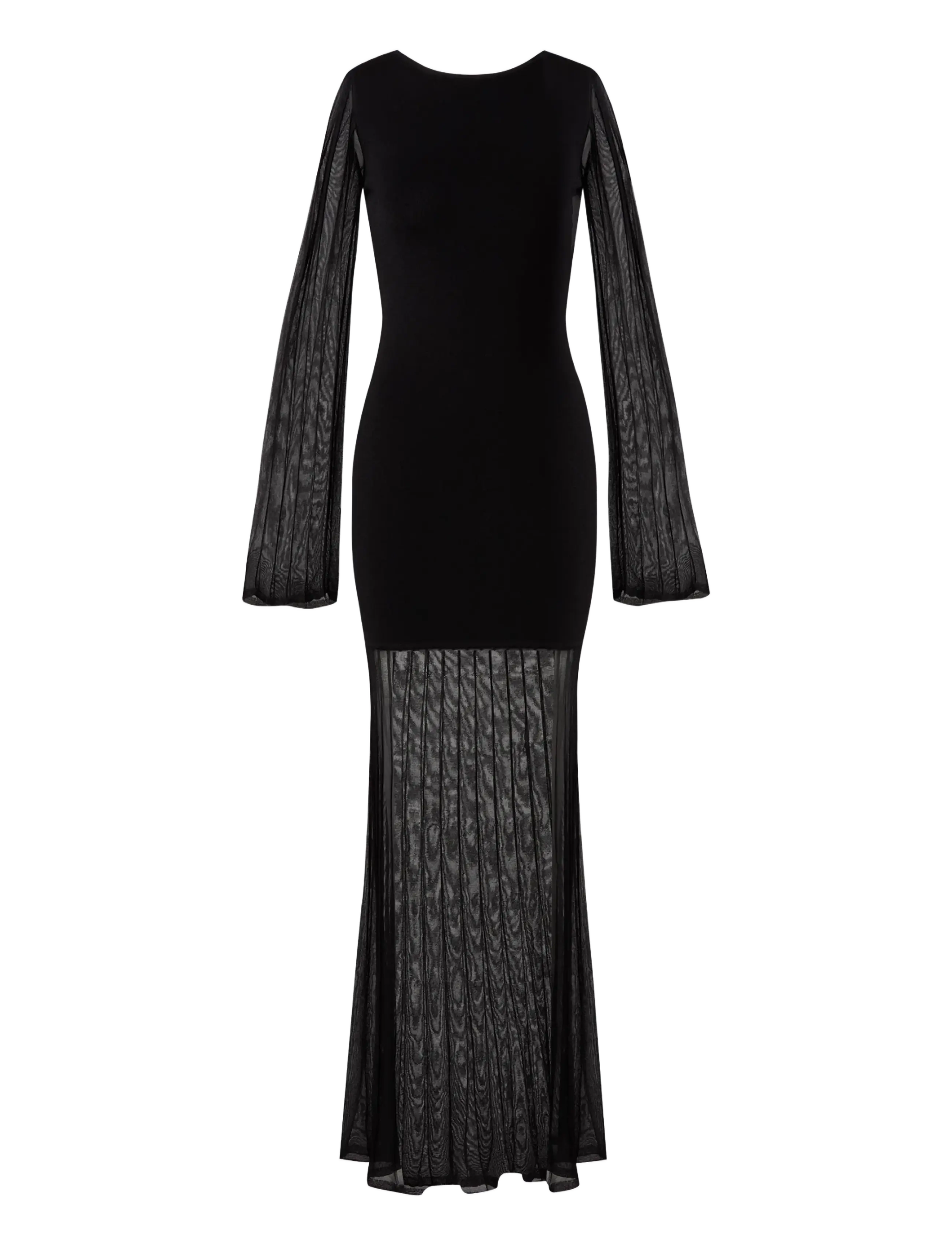Malina - Haisley Sheer Knitted Maxi Dress - fodralklänningar - black - 1