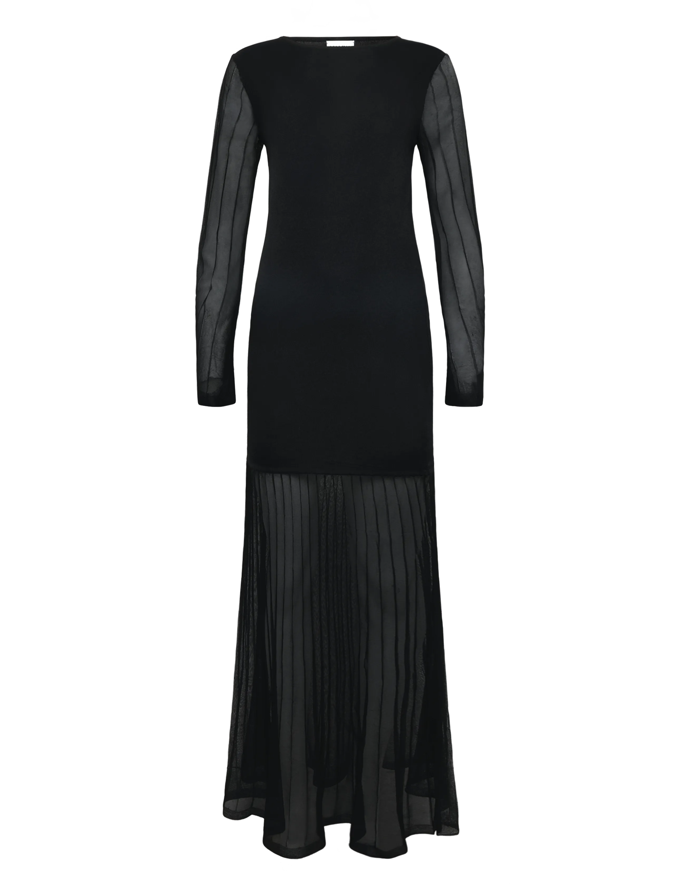 Malina - Haisley Sheer Knitted Maxi Dress - fodralklänningar - black - 1