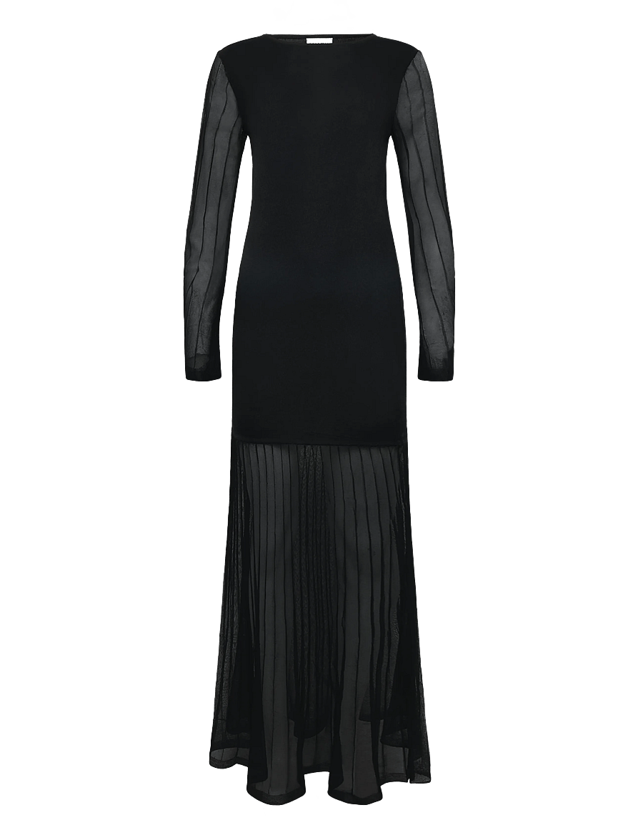 Malina - Haisley Sheer Knitted Maxi Dress - fodralklänningar - black - 1