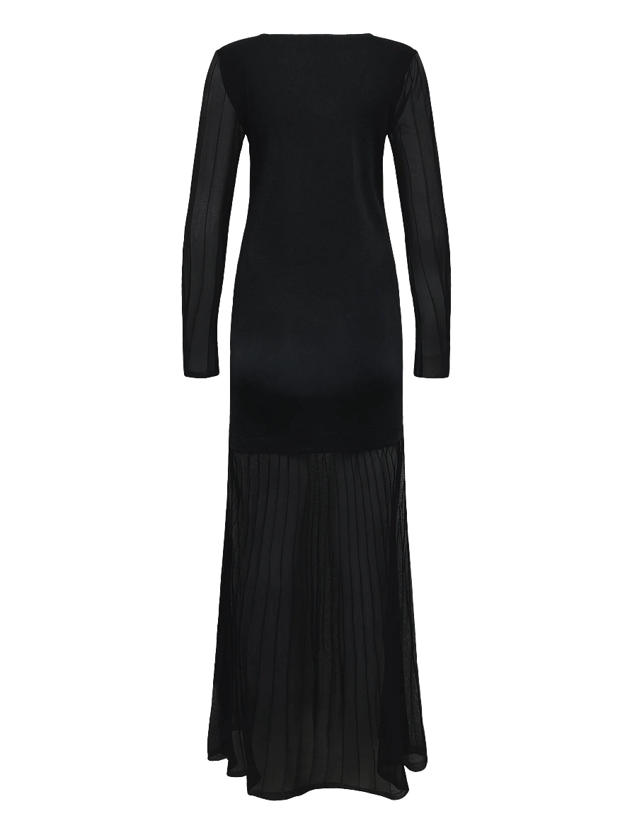 Malina - Haisley Sheer Knitted Maxi Dress - fodralklänningar - black - 2