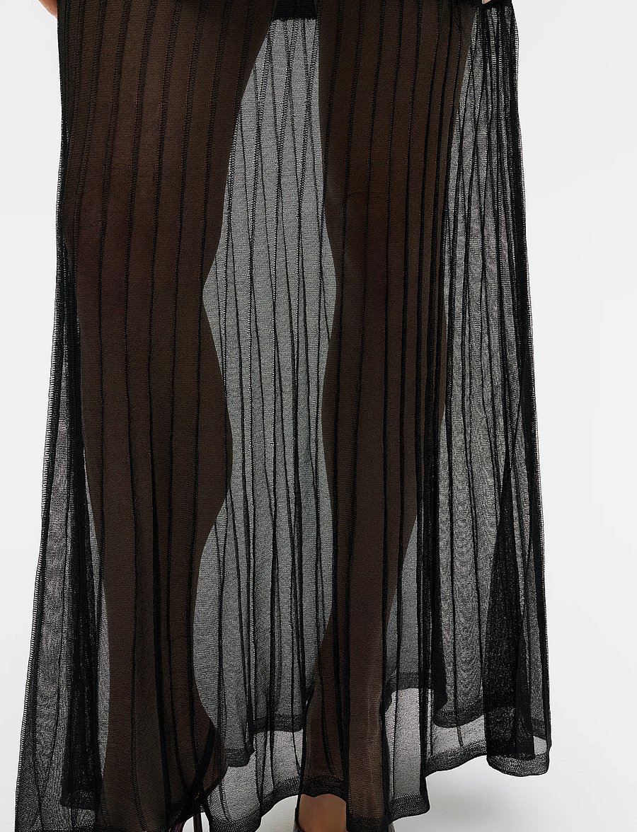 Malina - Haisley Sheer Knitted Maxi Dress - fodralklänningar - black - 3