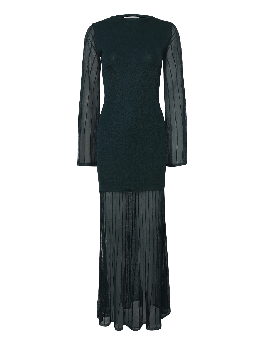 Malina - Haisley Sheer Knitted Maxi Dress - fodralklänningar - teal - 1
