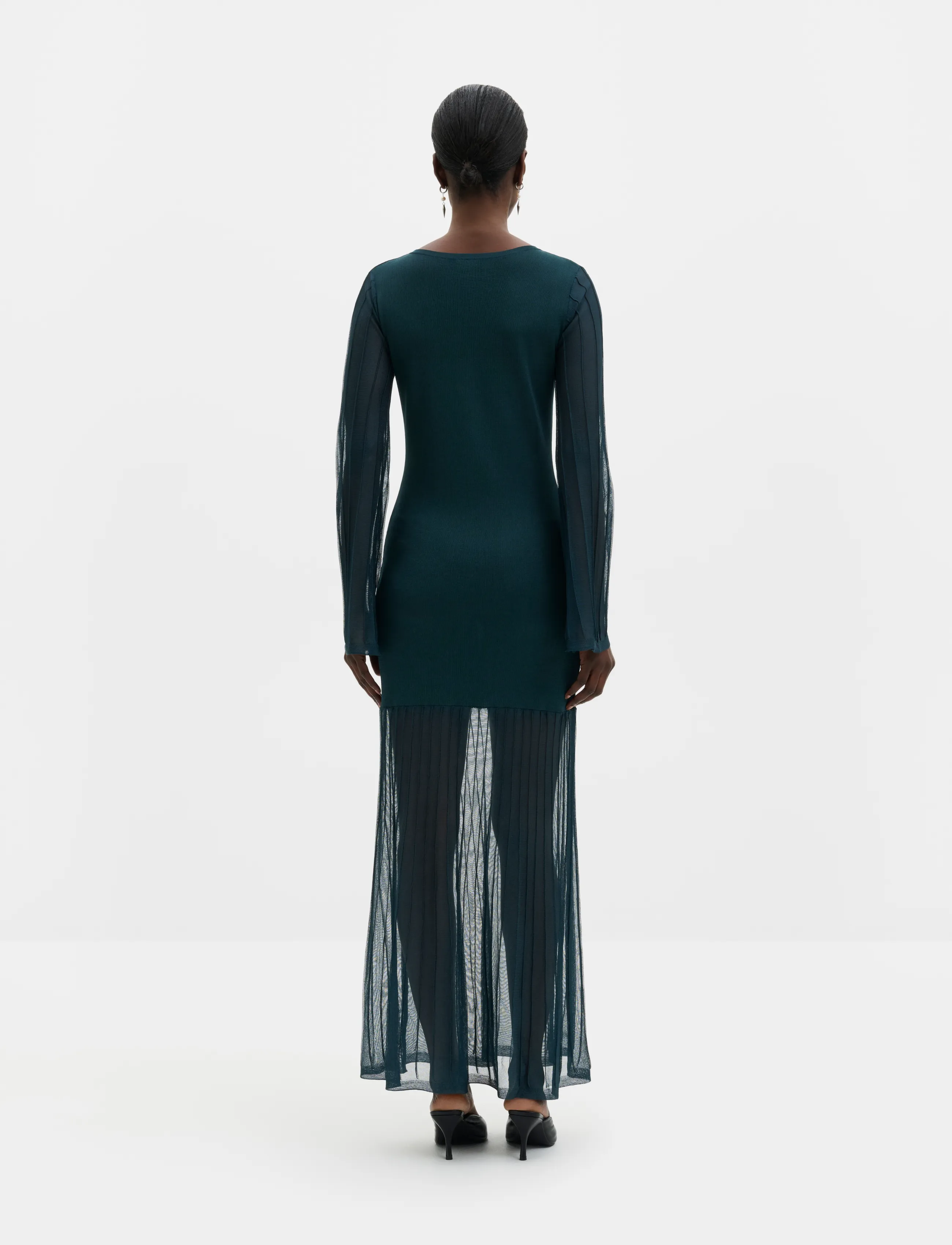 Malina - Haisley Sheer Knitted Maxi Dress - fodralklänningar - teal - 2
