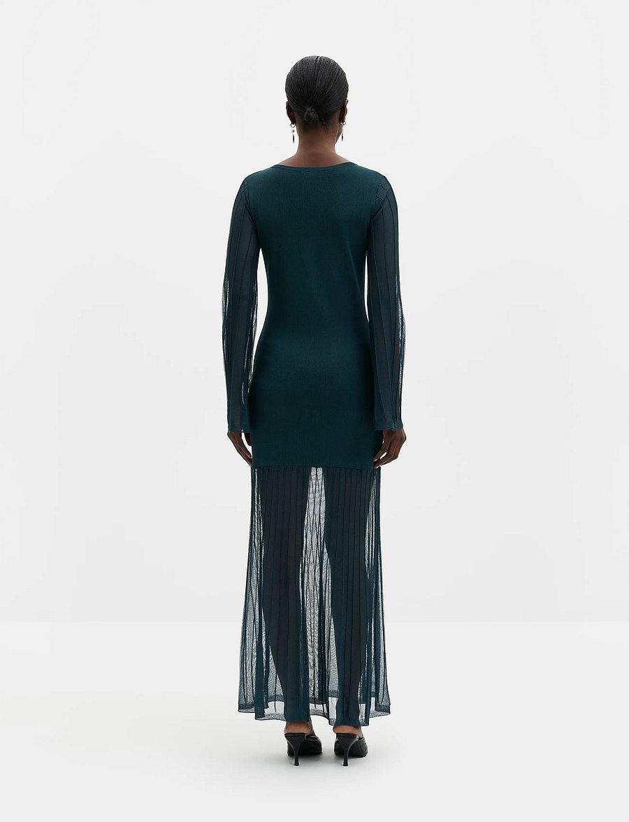 Malina - Haisley Sheer Knitted Maxi Dress - fodralklänningar - teal - 2