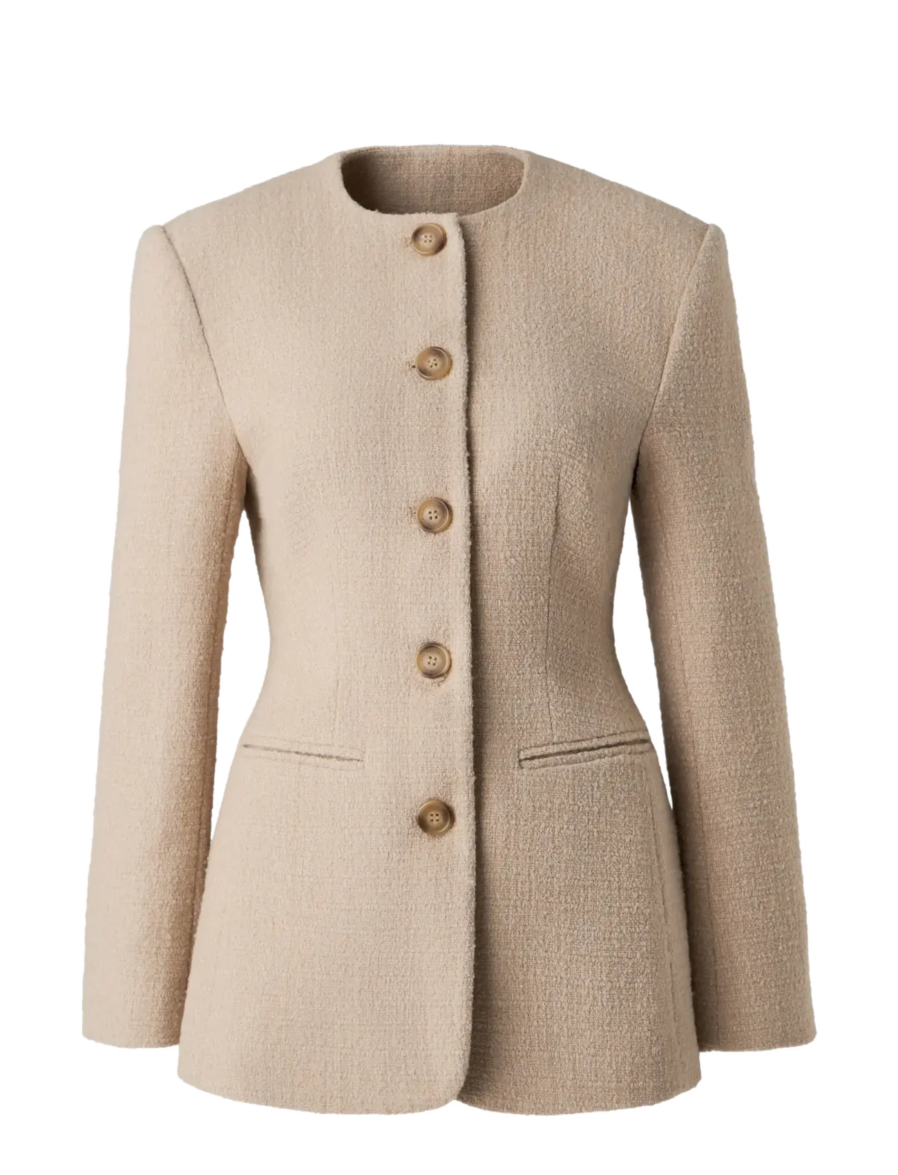 Malina Carol Fitted Boucle Blazer - Bouclés - CHAMPAGNE / beige