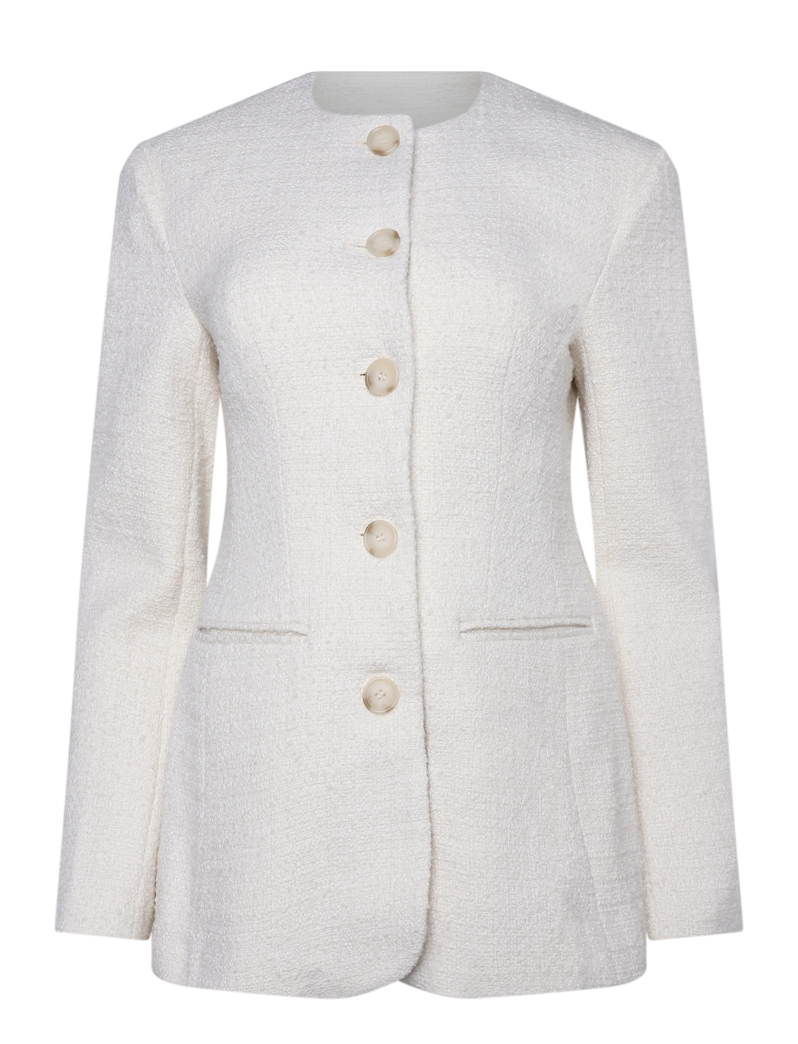 Malina Carol Fitted Boucle Blazer - Bouclé - VANILLA / cream