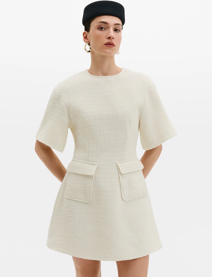 Malina - Rayna Boucle Mini Dress - kurze kleider - vanilla - 0