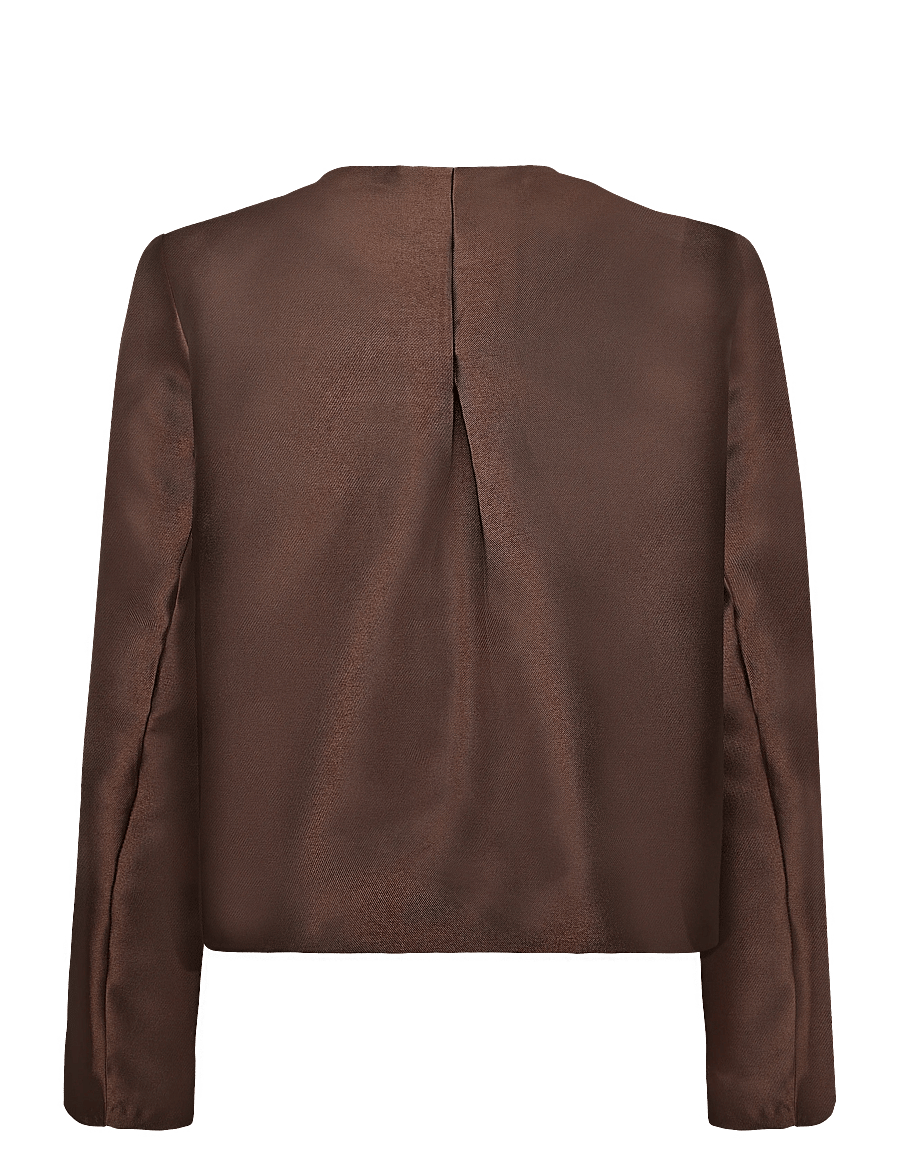 Malina - Ruthie Slit-Sleeve Satin Blouse - nabapluusid - dark brown - 1