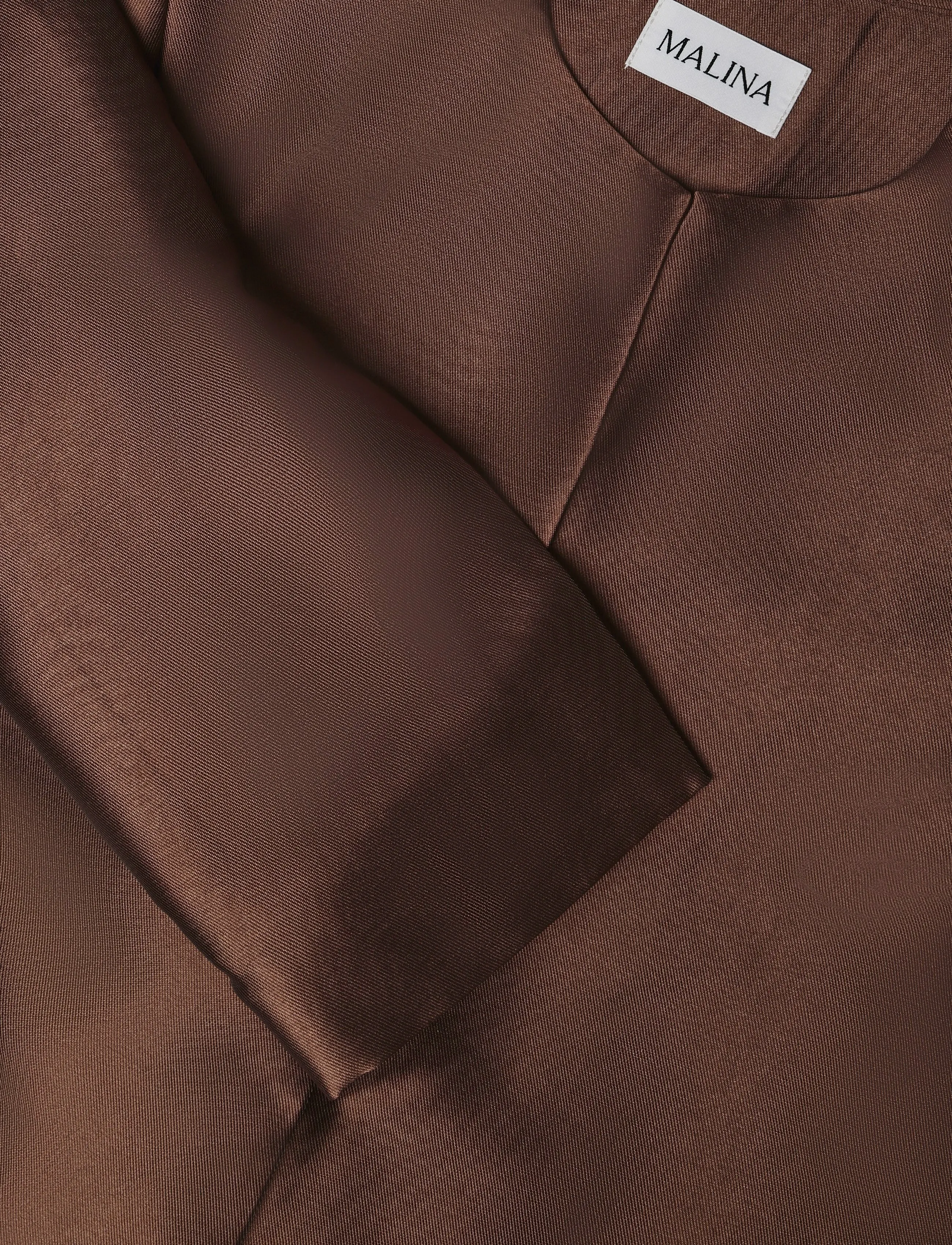Malina - Ruthie Slit-Sleeve Satin Blouse - nabapluusid - dark brown - 2