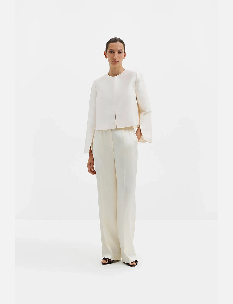 Malina - Ruthie Slit-Sleeve Satin Blouse - ivory - 0