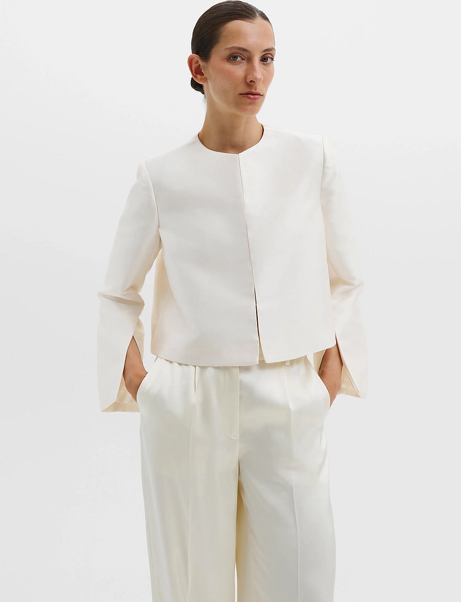 Malina - Ruthie Slit-Sleeve Satin Blouse - ivory - 2