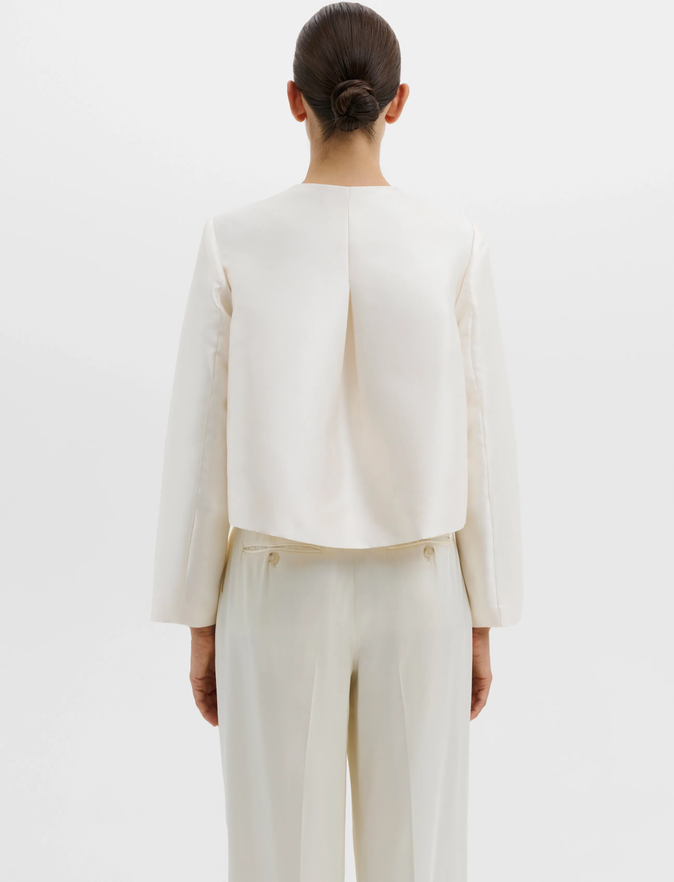 Malina - Ruthie Slit-Sleeve Satin Blouse - ivory - 3