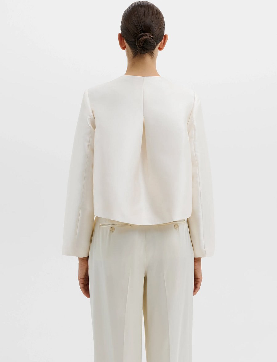 Malina - Ruthie Slit-Sleeve Satin Blouse - ivory - 3