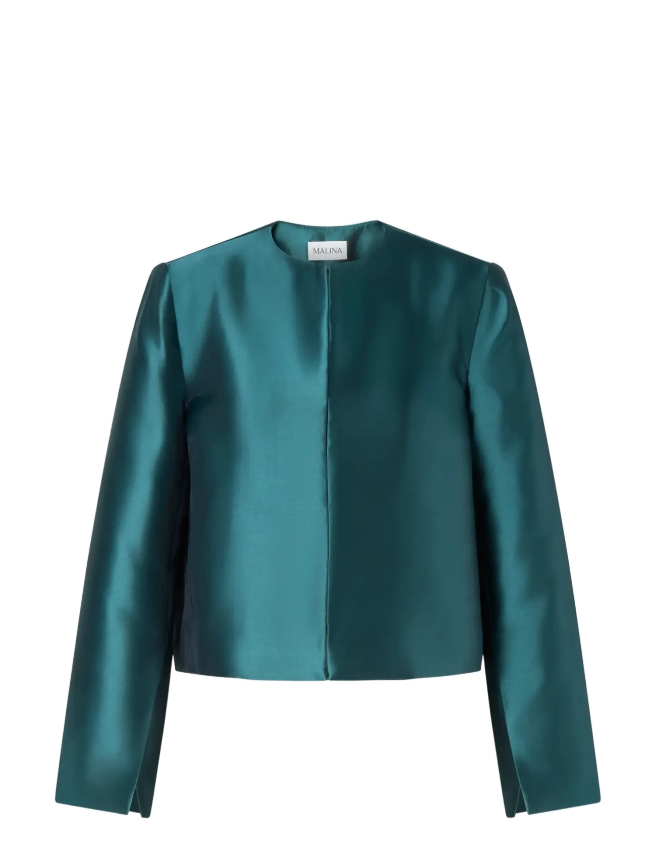 Malina - Ruthie Slit-Sleeve Satin Blouse - långärmade blusar - teal - 1