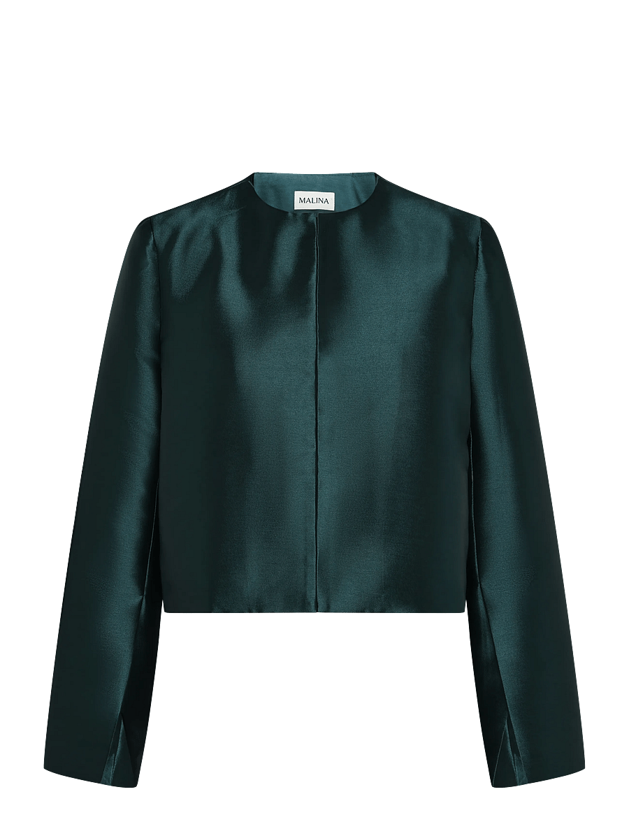Malina - Ruthie Slit-Sleeve Satin Blouse - langærmede bluser - teal - 1