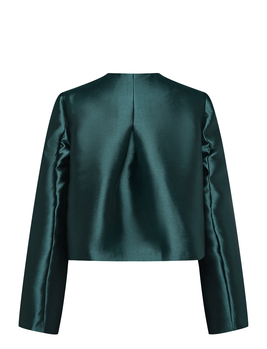 Malina - Ruthie Slit-Sleeve Satin Blouse - langærmede bluser - teal - 2