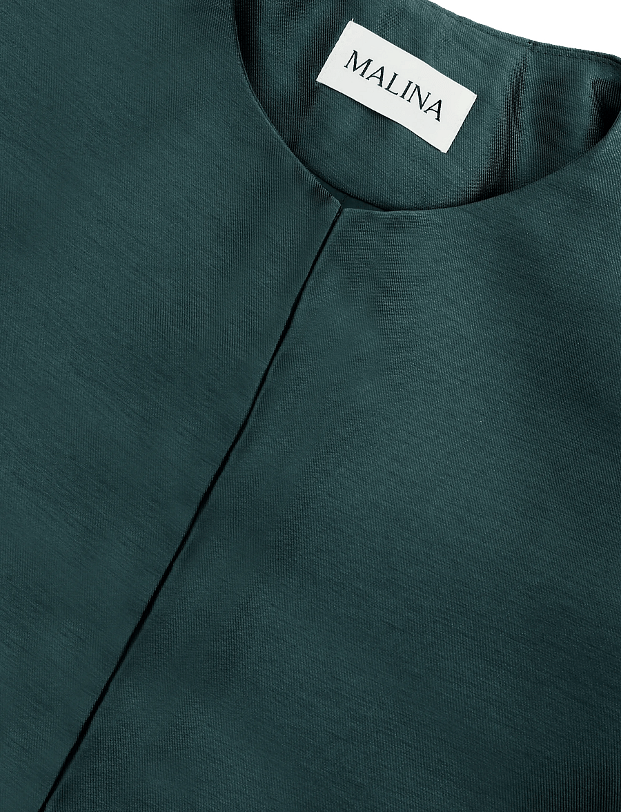 Malina - Ruthie Slit-Sleeve Satin Blouse - langærmede bluser - teal - 5