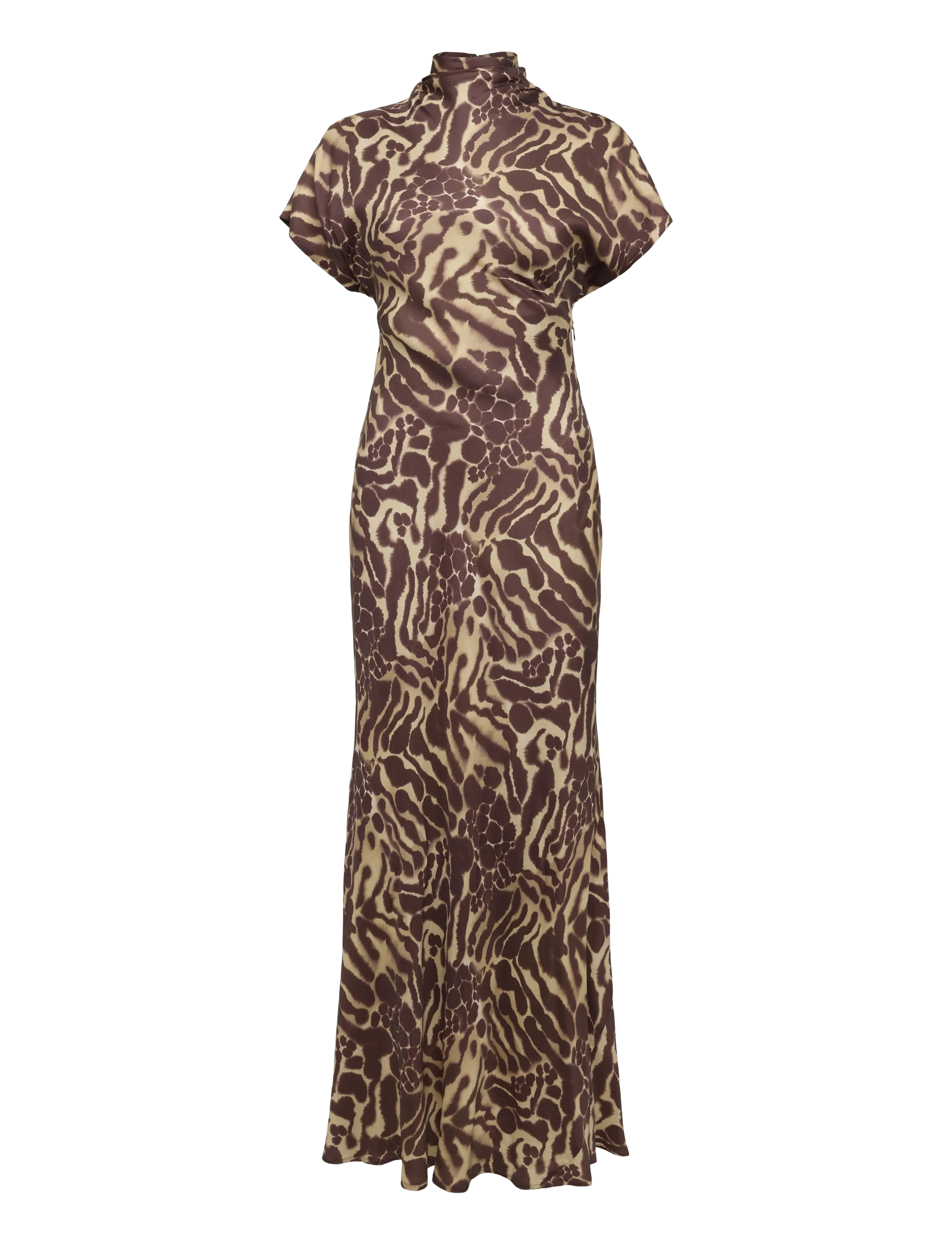 Malina - Alivia Short Sleeve Satin Maxi Dress - robes de soirée - savannah - 1